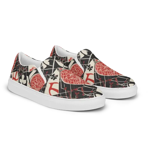 Red Queen's Shuffle on a Women's Slip-On Canvas Shoes