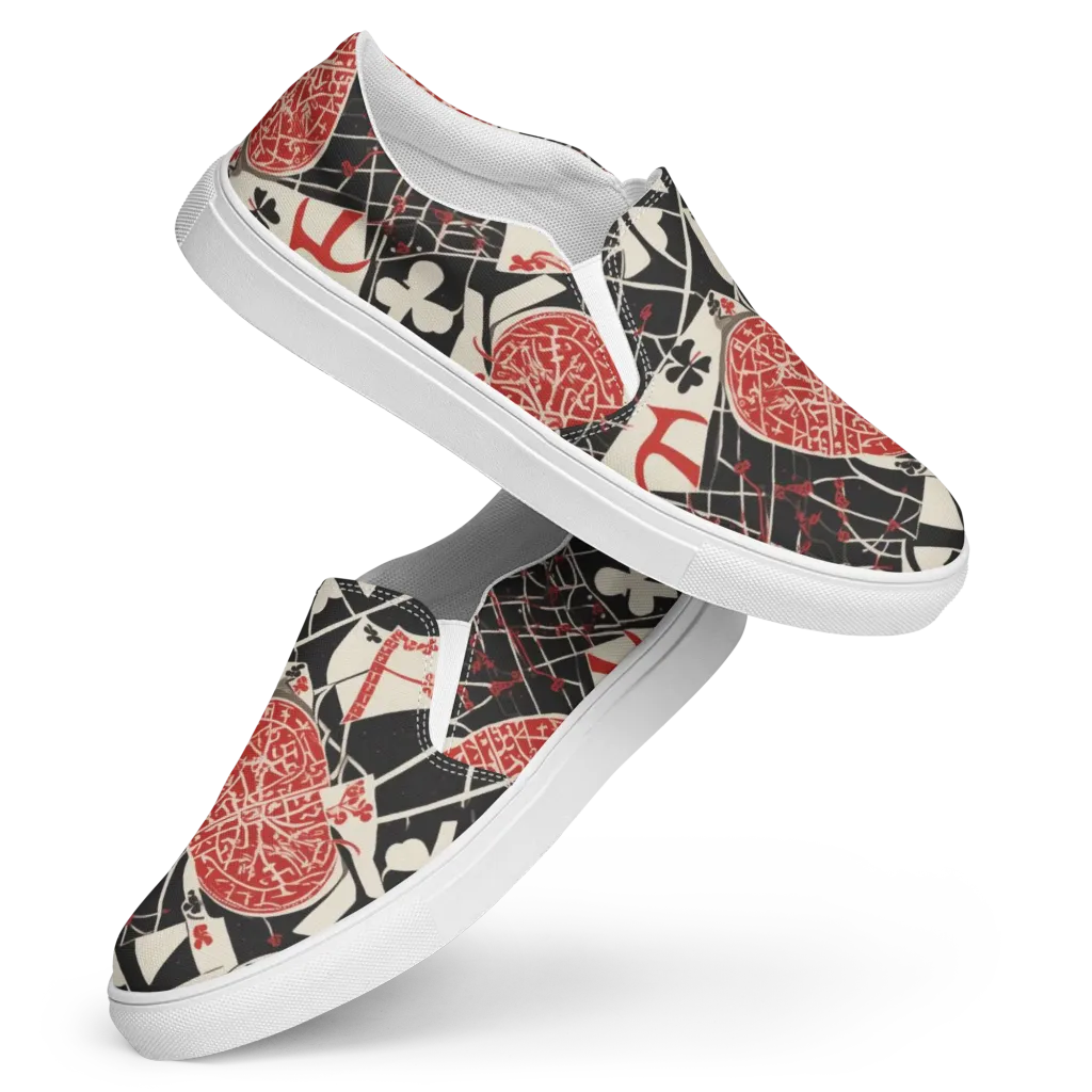 Red Queen's Shuffle on Women's Slip-On Canvas Shoes — Front