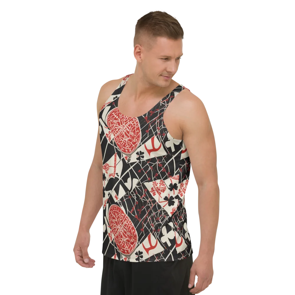 Red Queen's Shuffle on Men's Tank Top — Left Front
