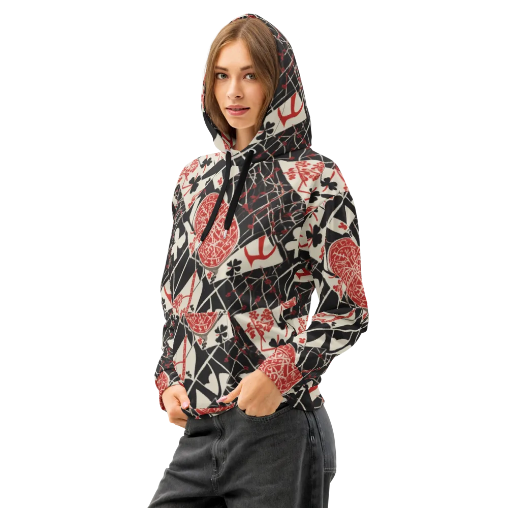 Red Queen's Shuffle on Cotton Hoodie — Left Front