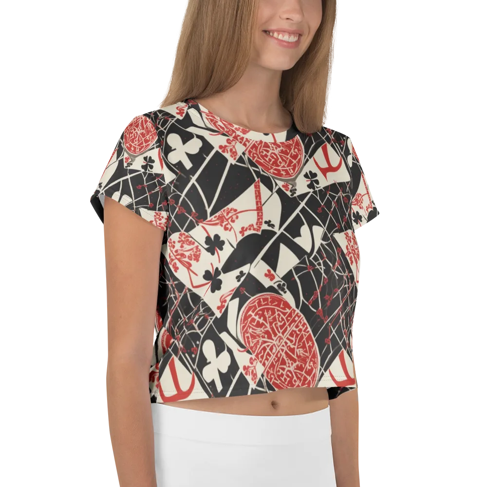 Red Queen's Shuffle on Crop Tee — Right
