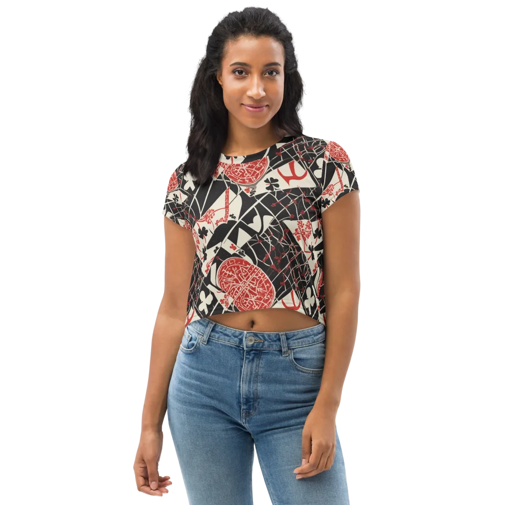 Red Queen's Shuffle on Crop Tee — Front