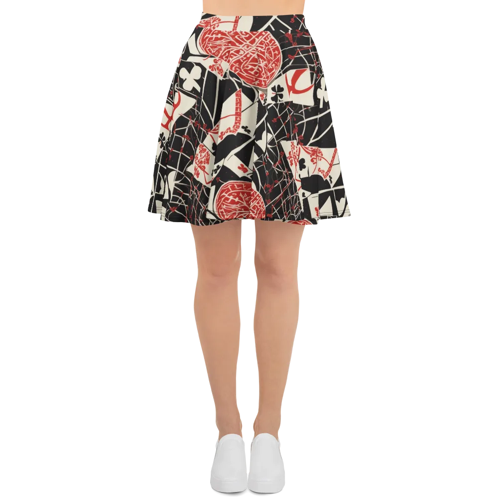 Red Queen's Shuffle on Skater Skirt — Front
