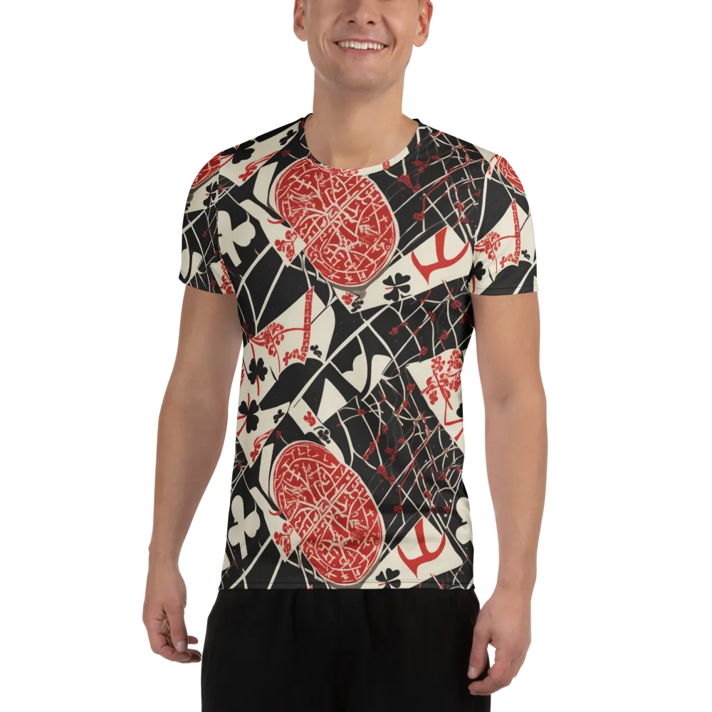 Red Queen's Shuffle on Men's Athletic T-Shirt — Front