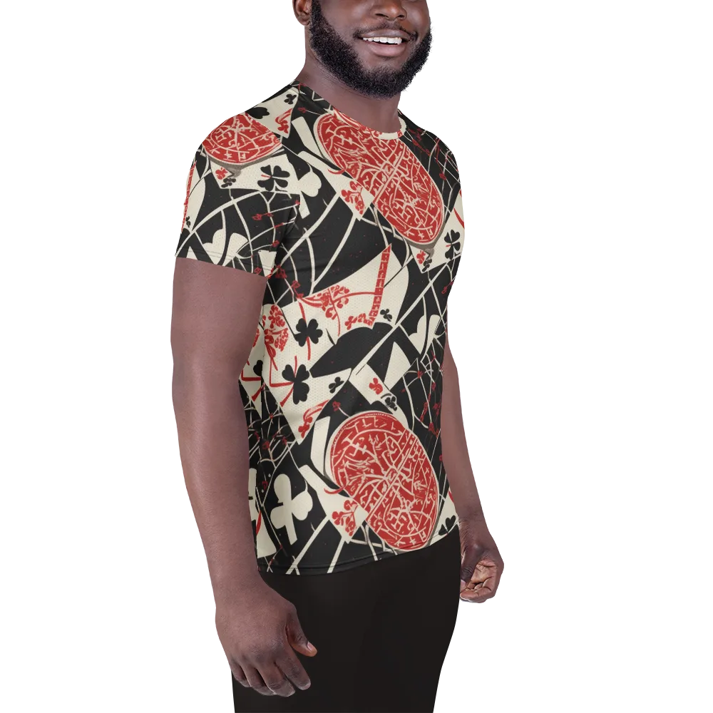 Red Queen's Shuffle on Men's Athletic T-Shirt — Right
