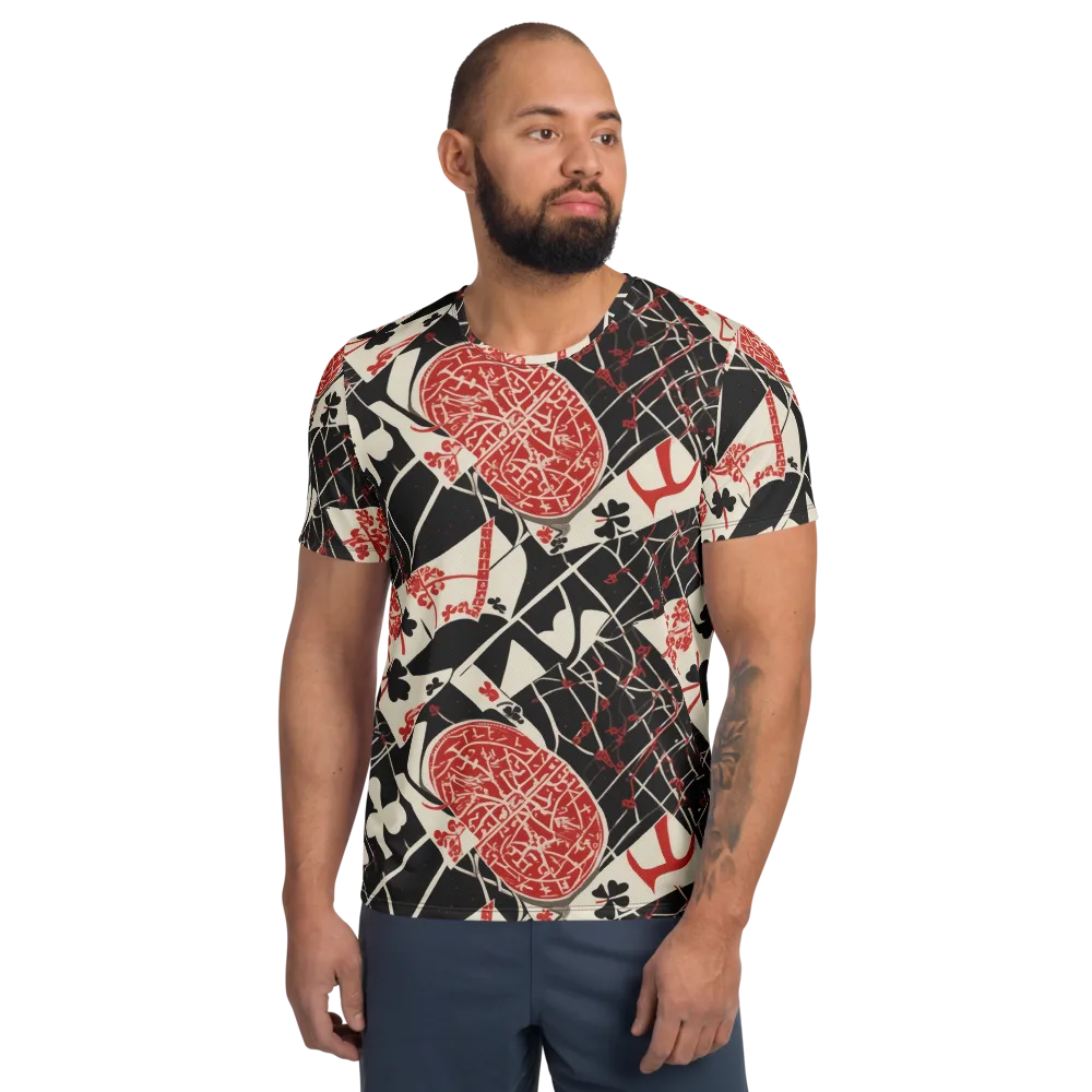Red Queen's Shuffle on Men's Athletic T-Shirt — Front