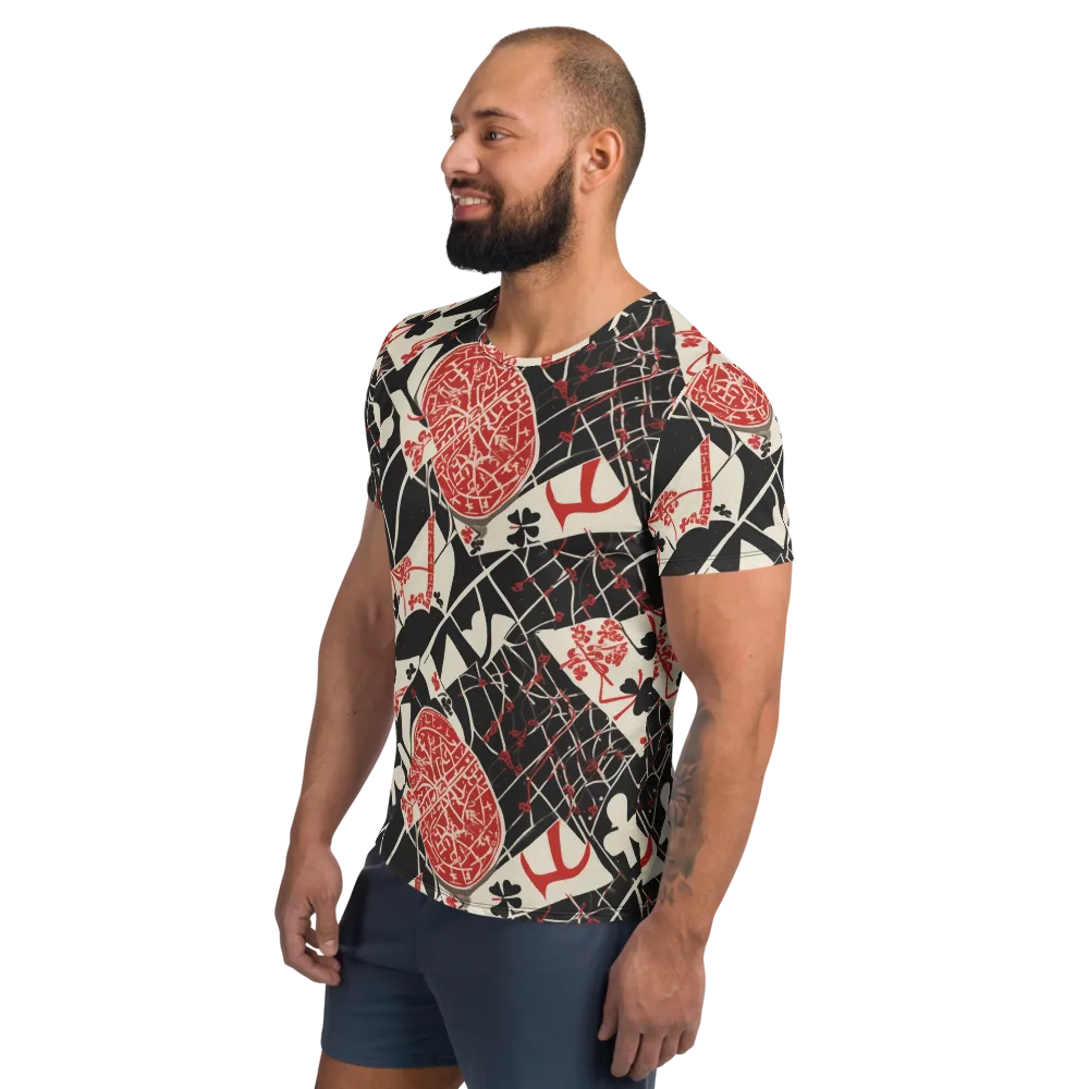 Red Queen's Shuffle on Men's Athletic T-Shirt — Left