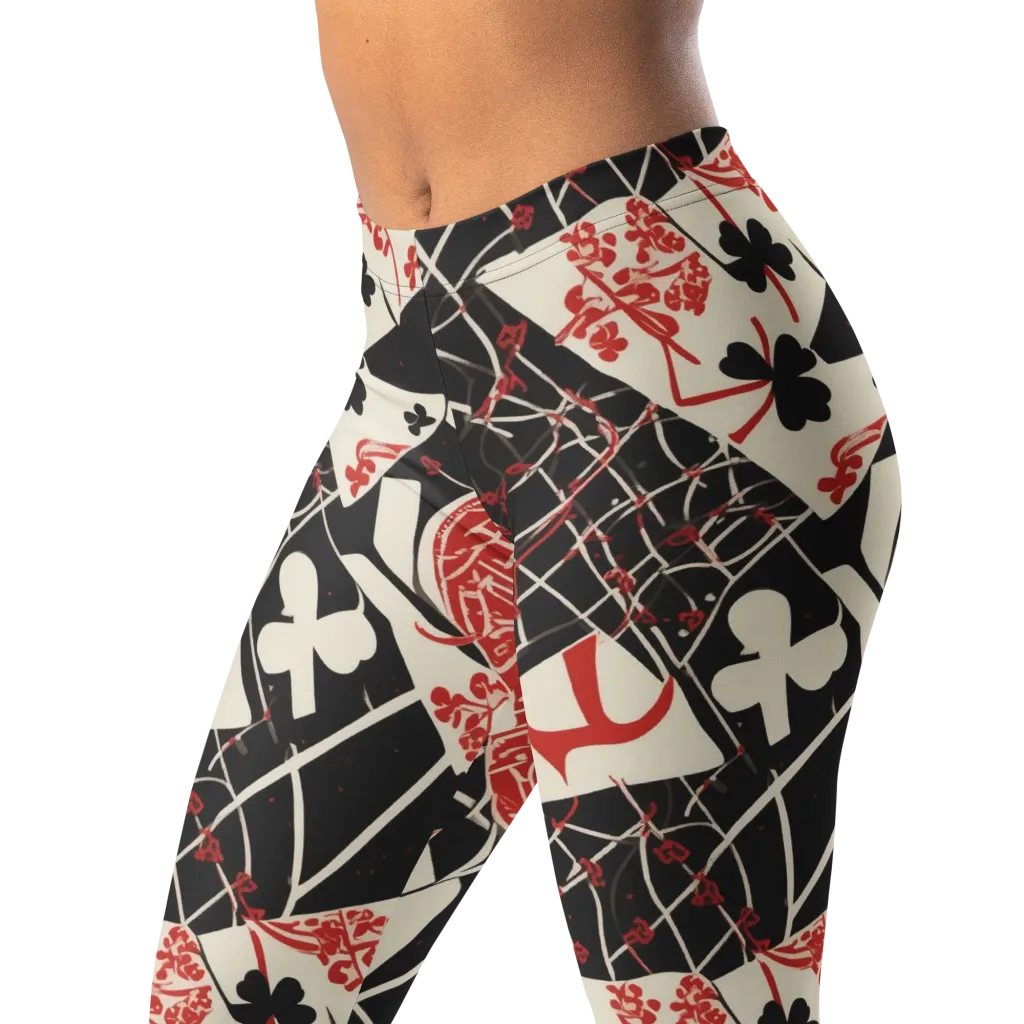 Red Queen's Shuffle on Leggings — Left Front