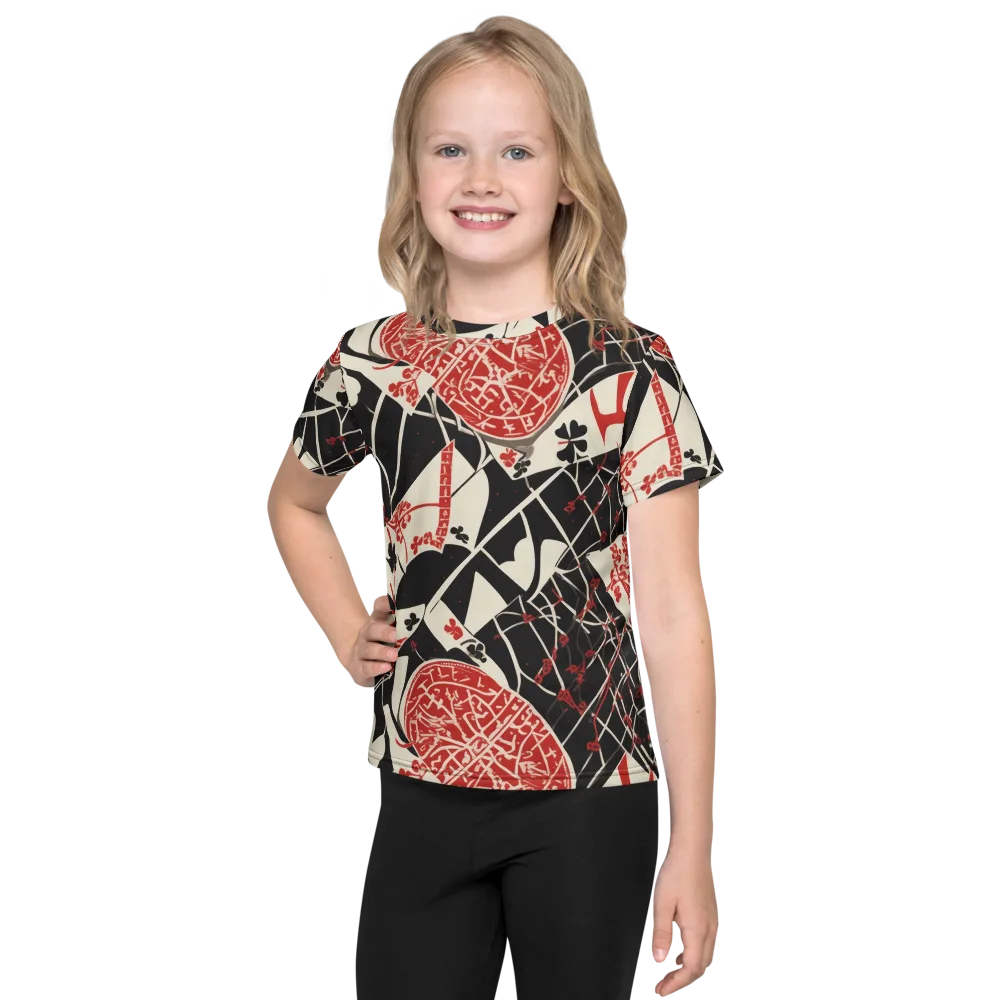 Red Queen's Shuffle on Kids Crew Neck T-Shirt — Front