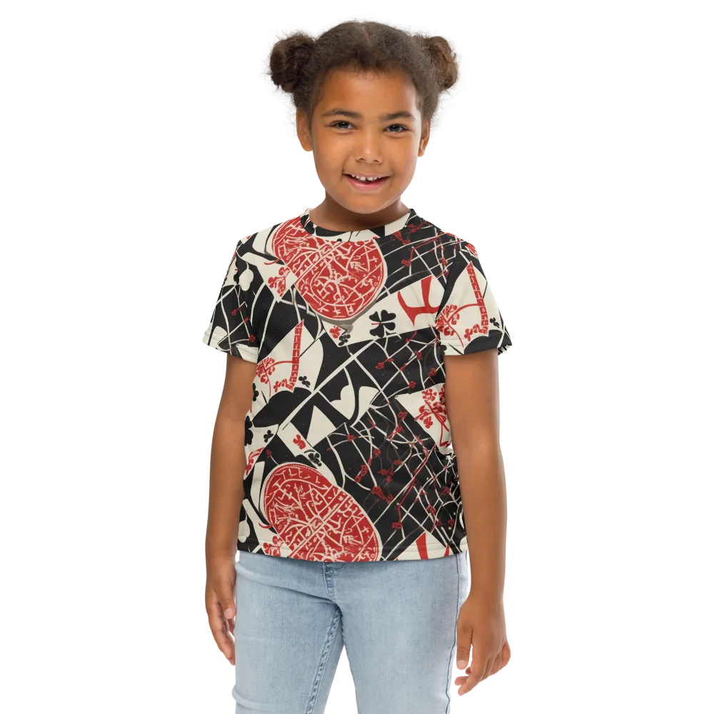 Red Queen's Shuffle on Kids Crew Neck T-Shirt — Front