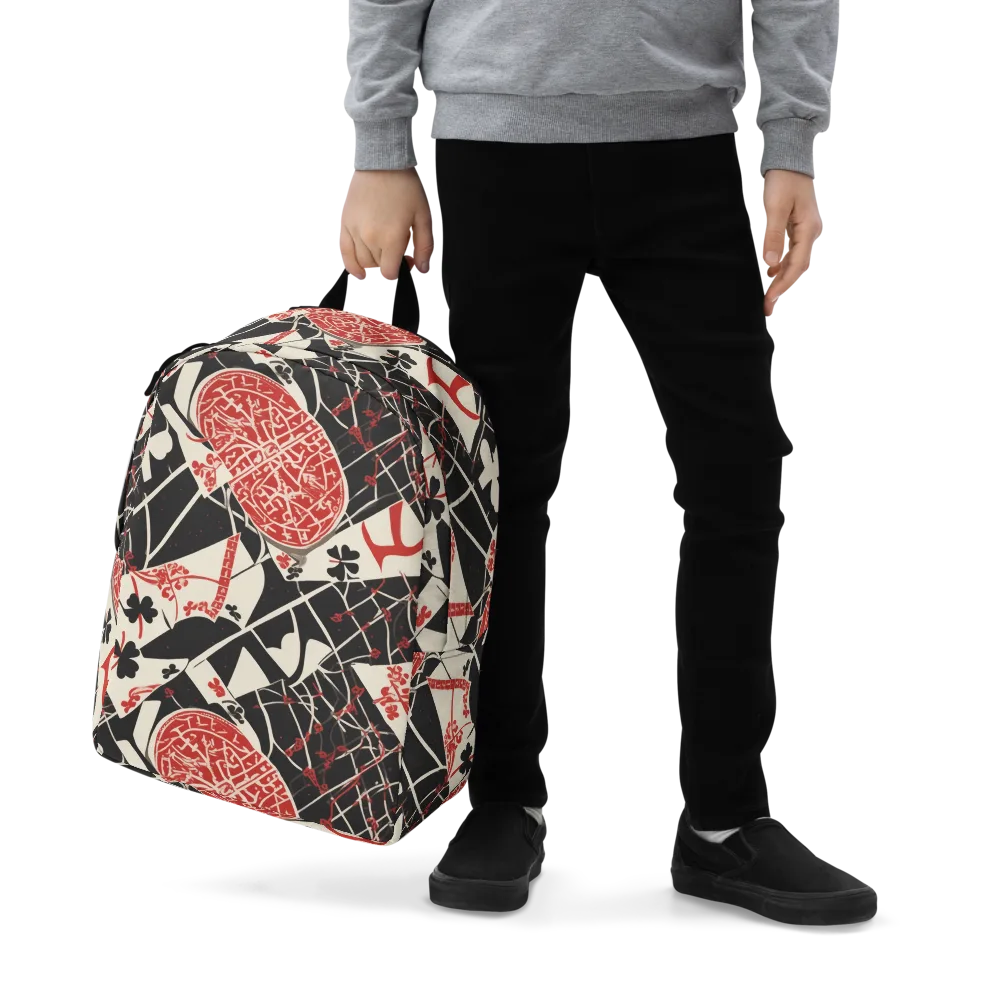 Red Queen's Shuffle on Minimalist Backpack — Zoomed-in
