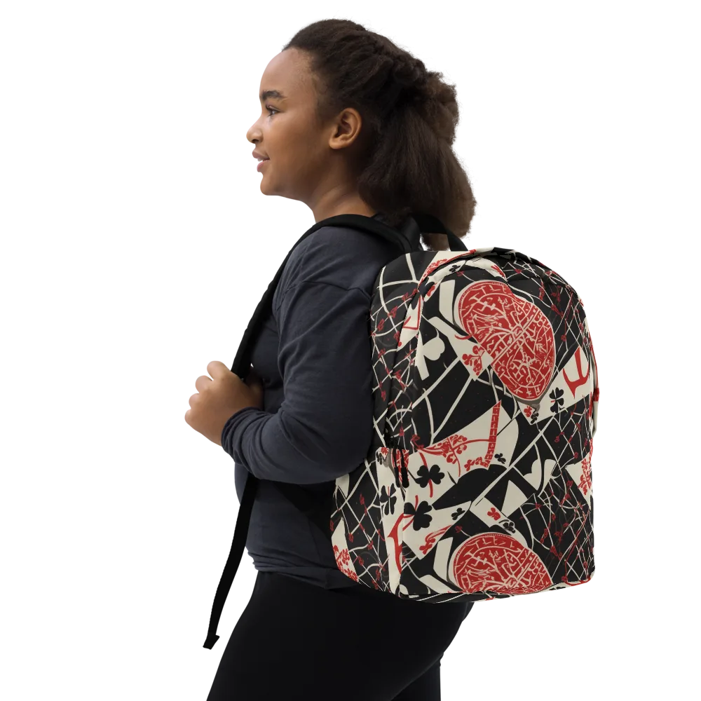 Red Queen's Shuffle on Minimalist Backpack — Right Front