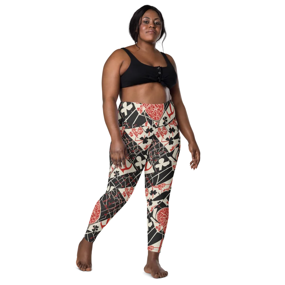 Red Queen's Shuffle on Leggings with Pockets — Front