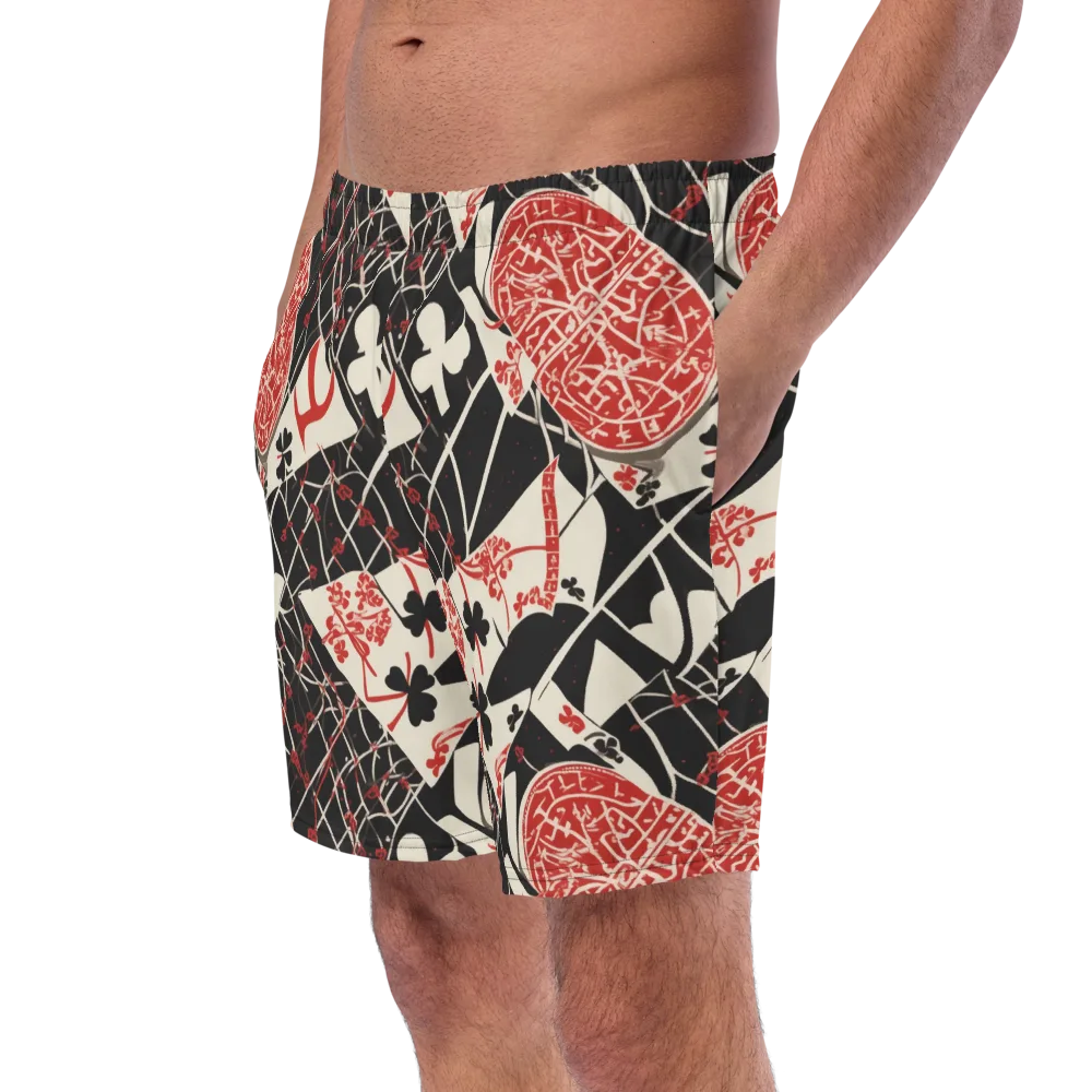 Red Queen's Shuffle on Swim Trunks — Left Front