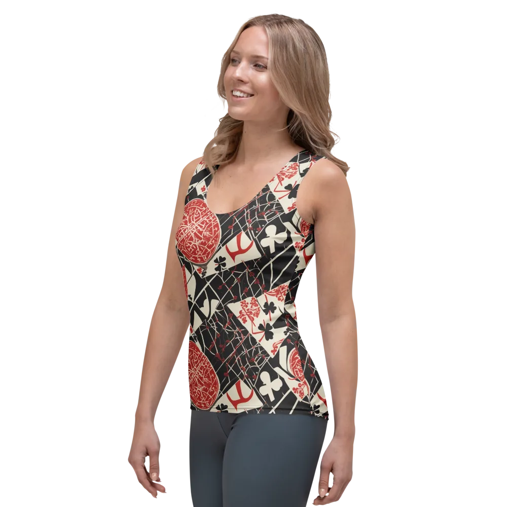 Red Queen's Shuffle on Women's Tank Top — Left Front