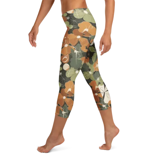 Autumn Bloom Circuit on a Capri Leggings