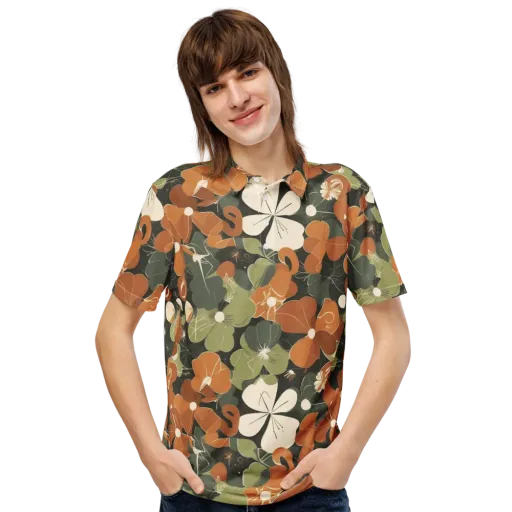 Autumn Bloom Circuit on a Men's Slim Fit Polo Shirt