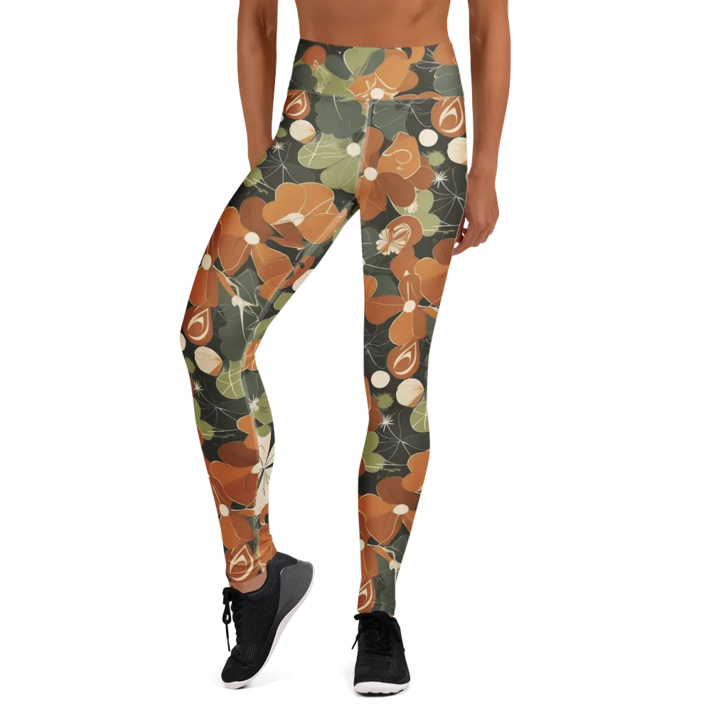 Autumn Bloom Circuit on Yoga Leggings — Front
