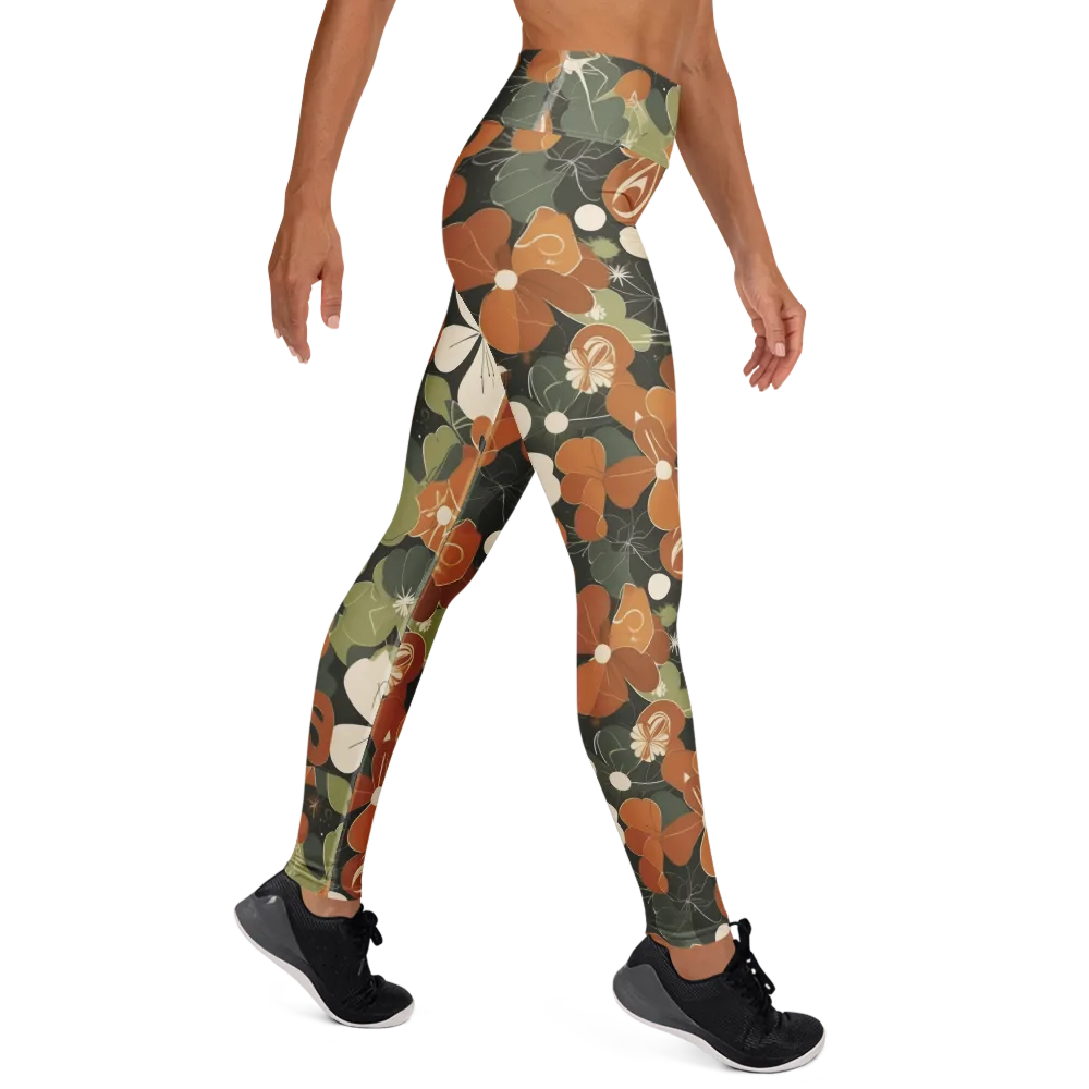 Autumn Bloom Circuit on Yoga Leggings — Right