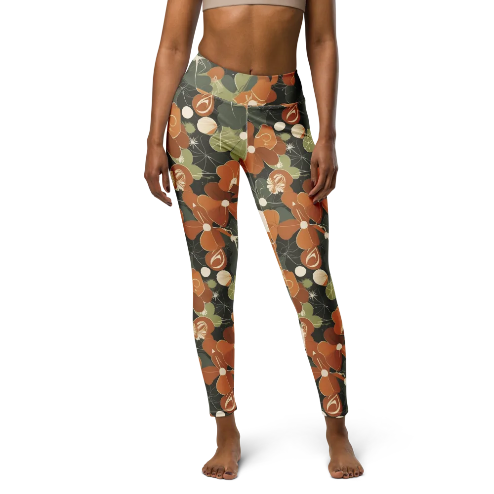 Autumn Bloom Circuit on Yoga Leggings — Front