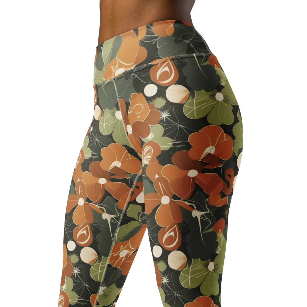 Autumn Bloom Circuit on Yoga Leggings — Left Front