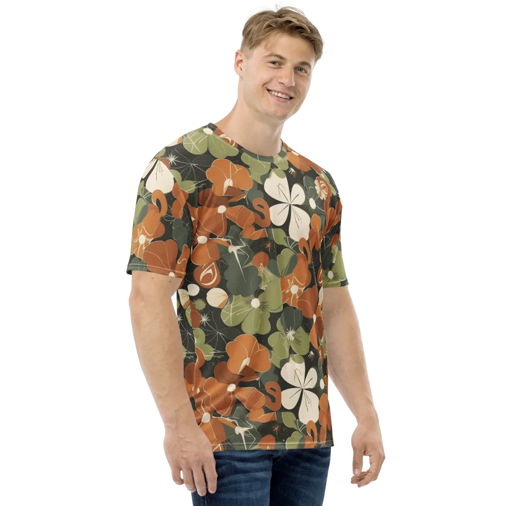 Autumn Bloom Circuit on Men's Crew Neck T-Shirt — Right