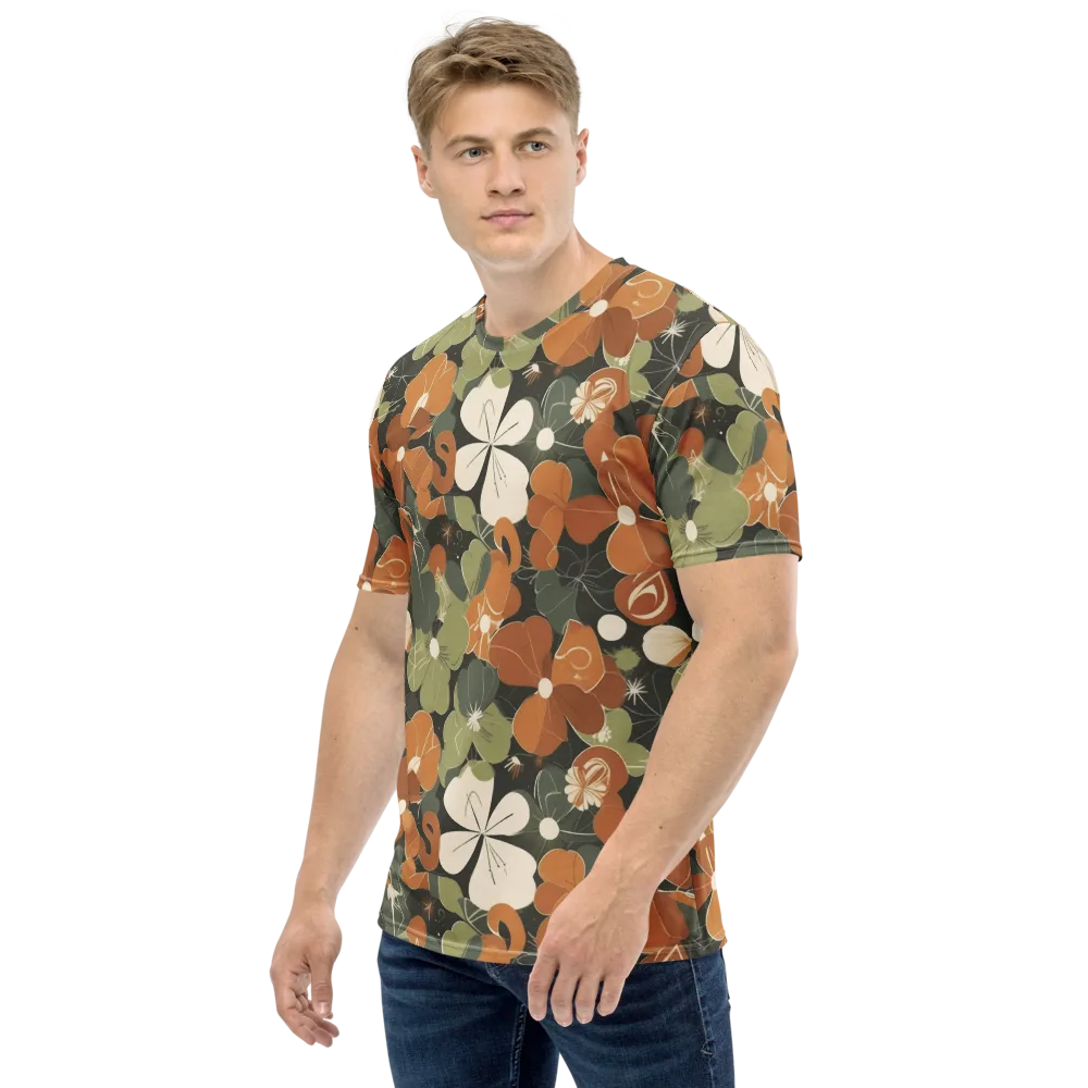 Autumn Bloom Circuit on Men's Crew Neck T-Shirt — Left