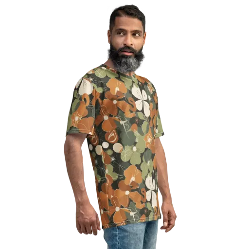Autumn Bloom Circuit on a Men's Crew Neck T-Shirt