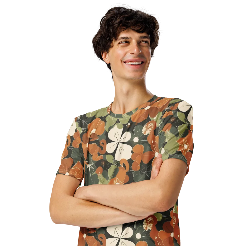 Autumn Bloom Circuit on Men's Crew Neck T-Shirt — Left Front