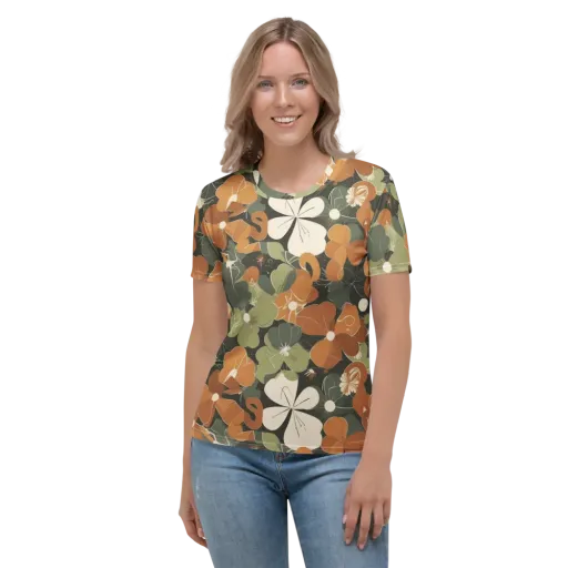 Autumn Bloom Circuit on a Women's Crew Neck T-Shirt