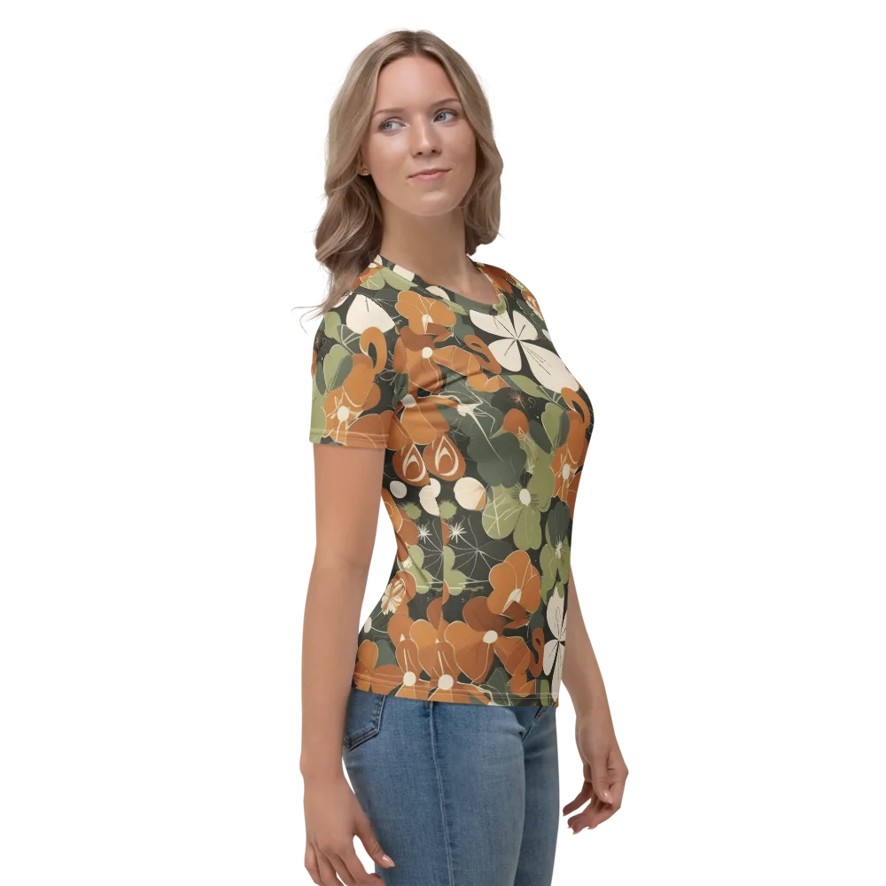 Autumn Bloom Circuit on Women's Crew Neck T-Shirt — Right