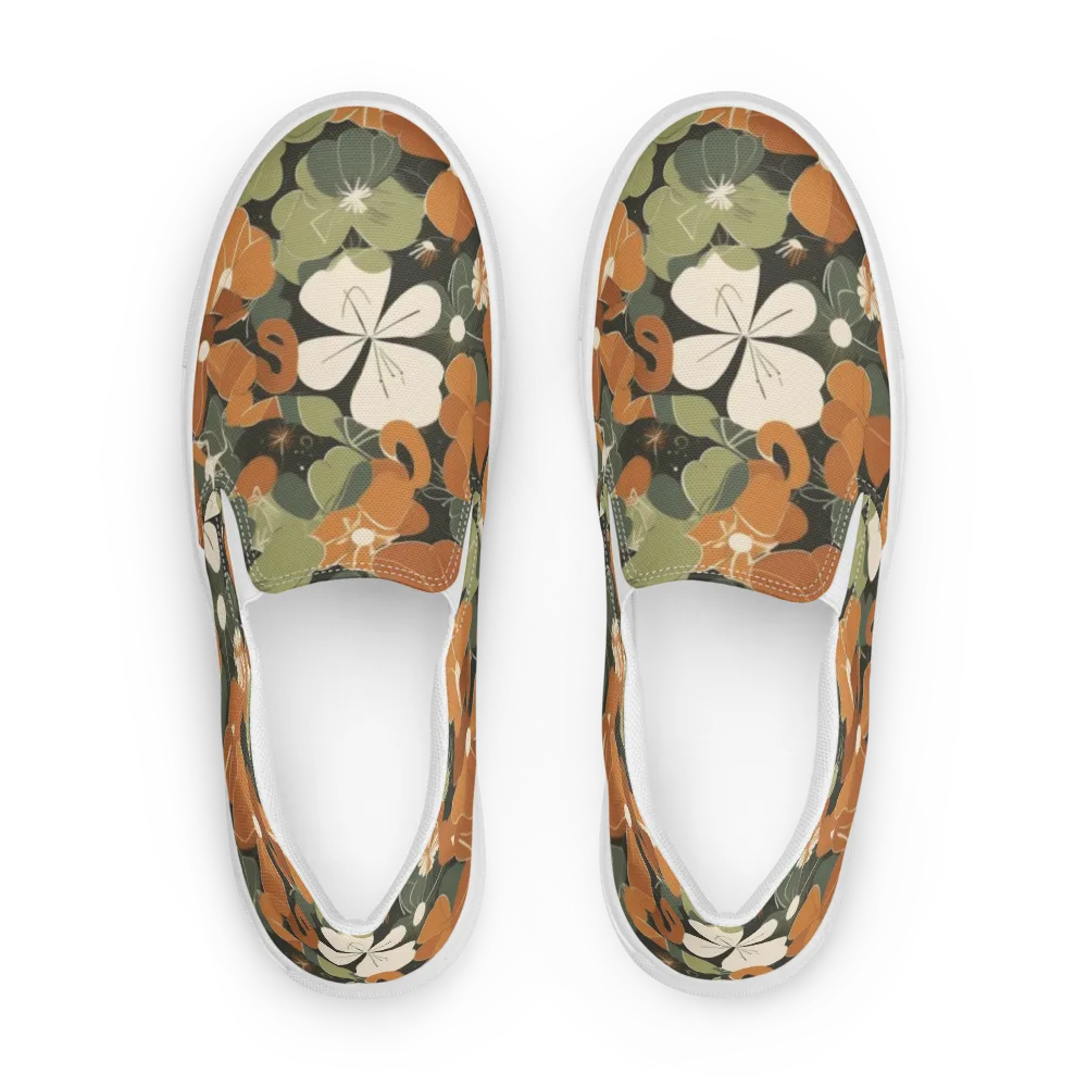 Autumn Bloom Circuit on Men's Slip-On Canvas Shoes — Front