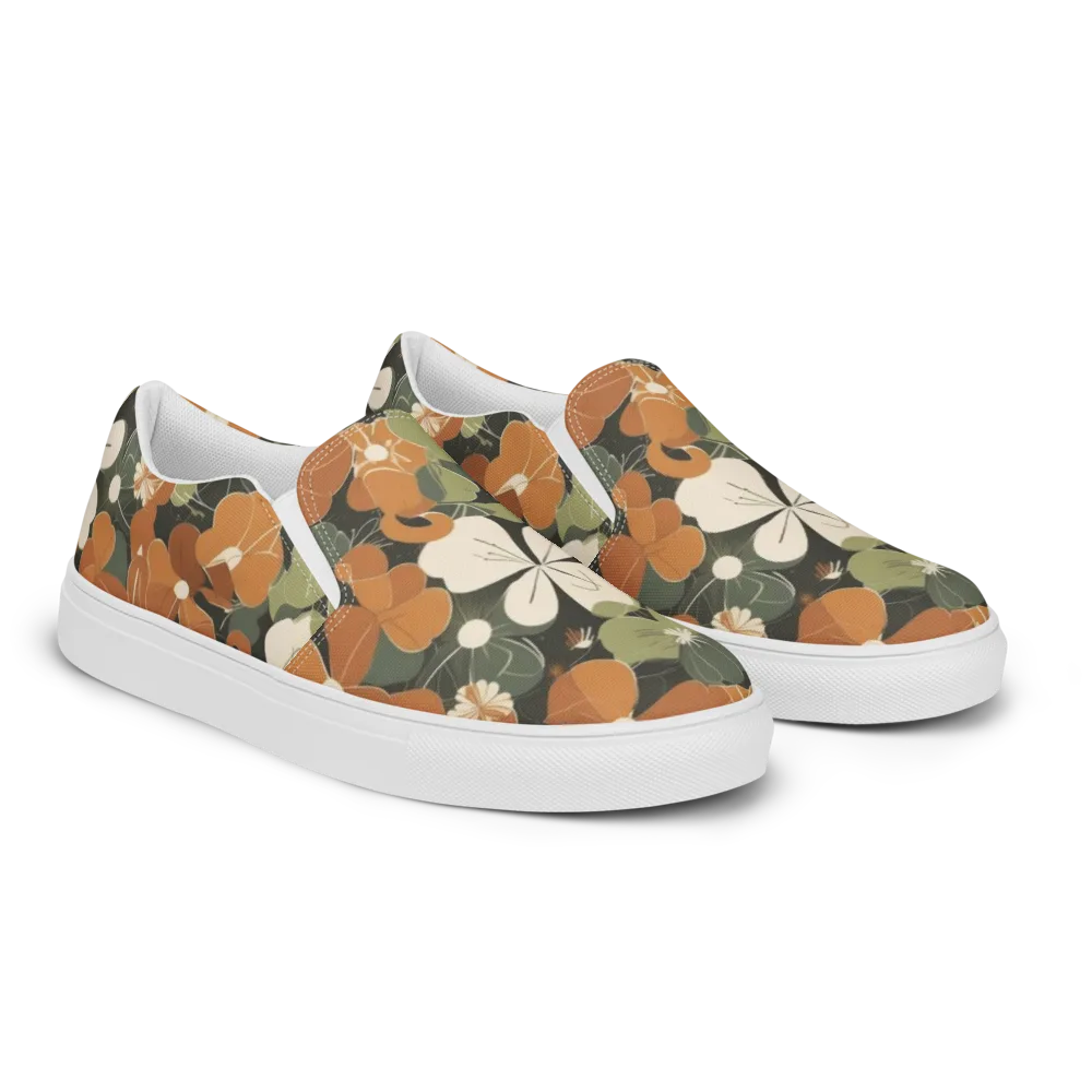 Autumn Bloom Circuit on Men's Slip-On Canvas Shoes — Right Front