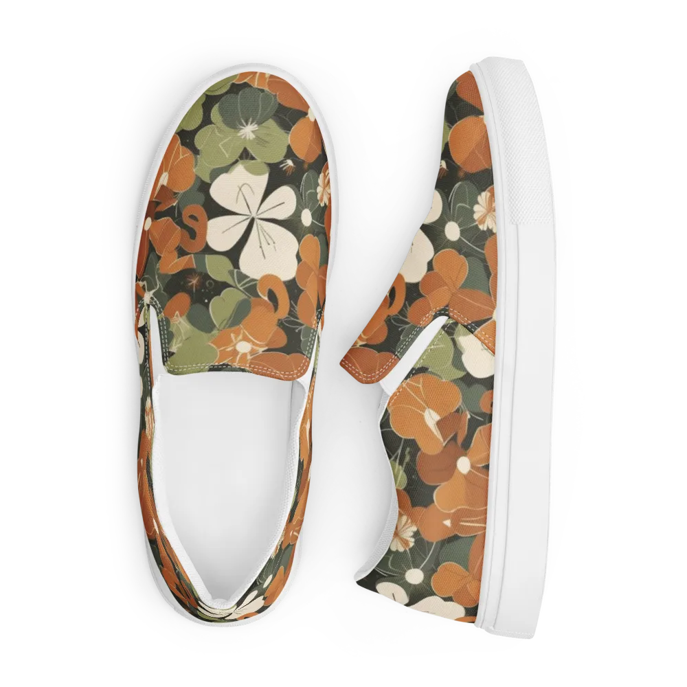 Autumn Bloom Circuit on Men's Slip-On Canvas Shoes — Front