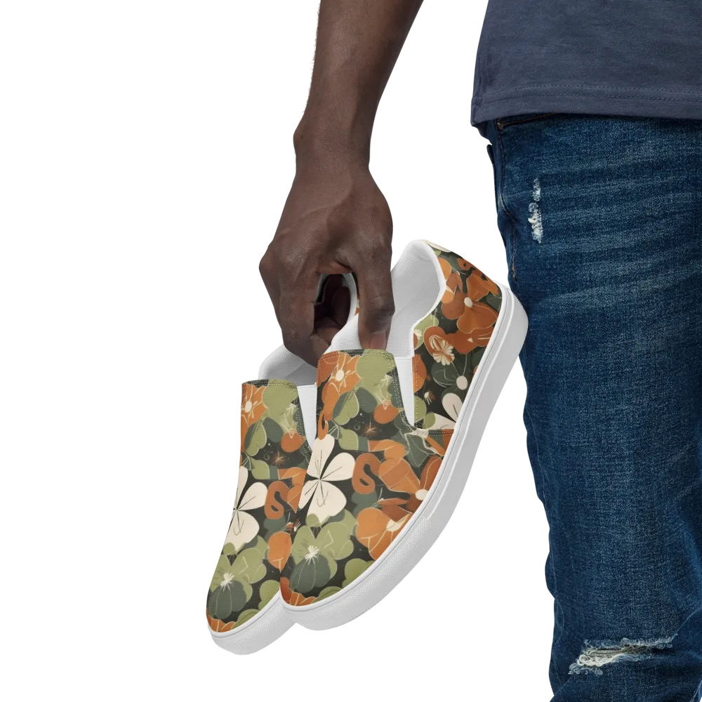 Autumn Bloom Circuit on Men's Slip-On Canvas Shoes — Left Front