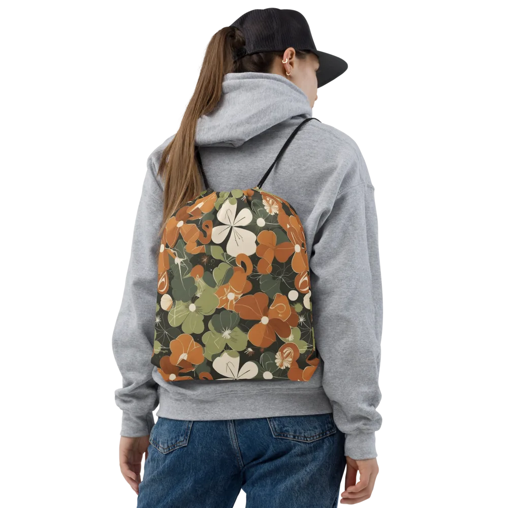 Autumn Bloom Circuit on Drawstring Bag — Front