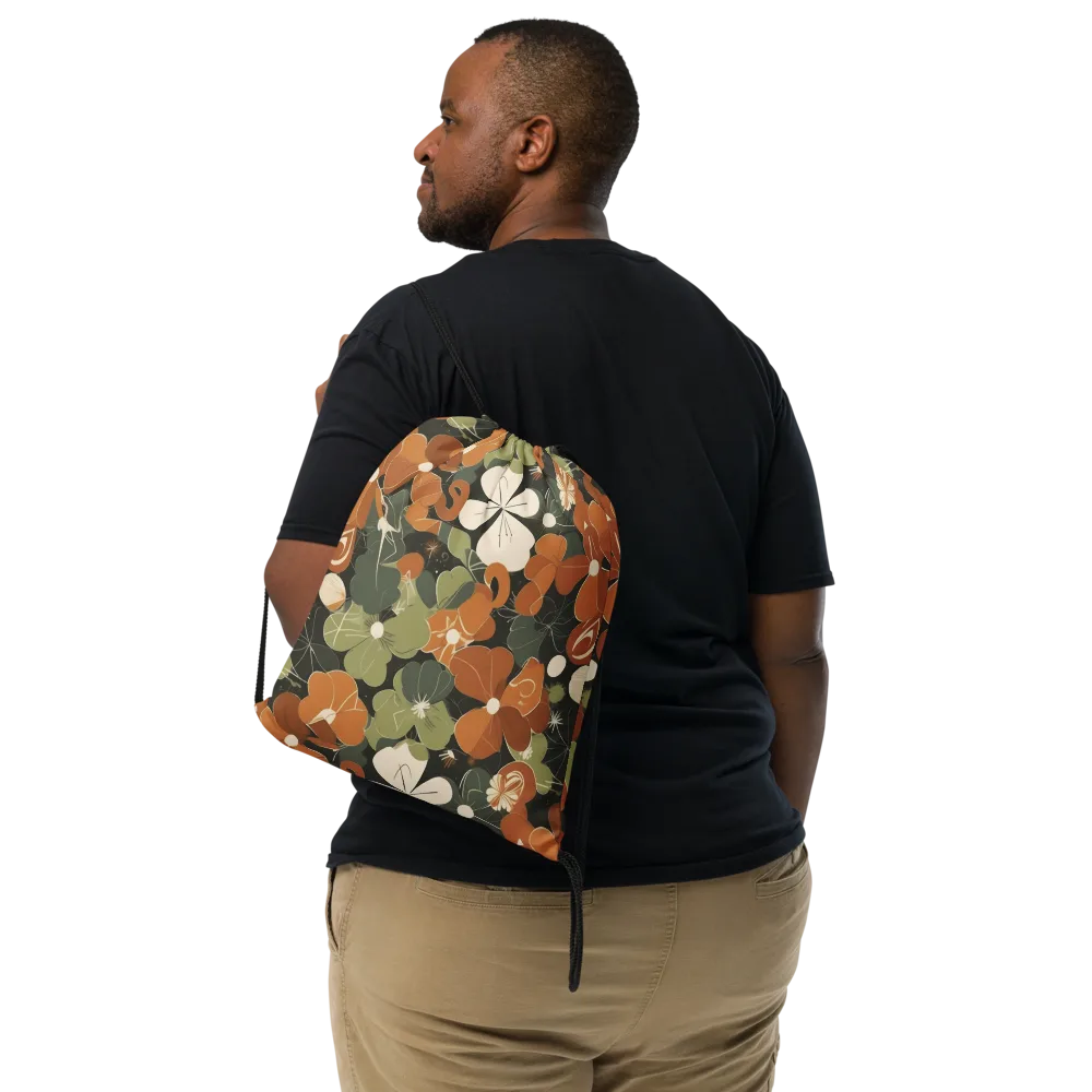Autumn Bloom Circuit on Drawstring Bag — Front