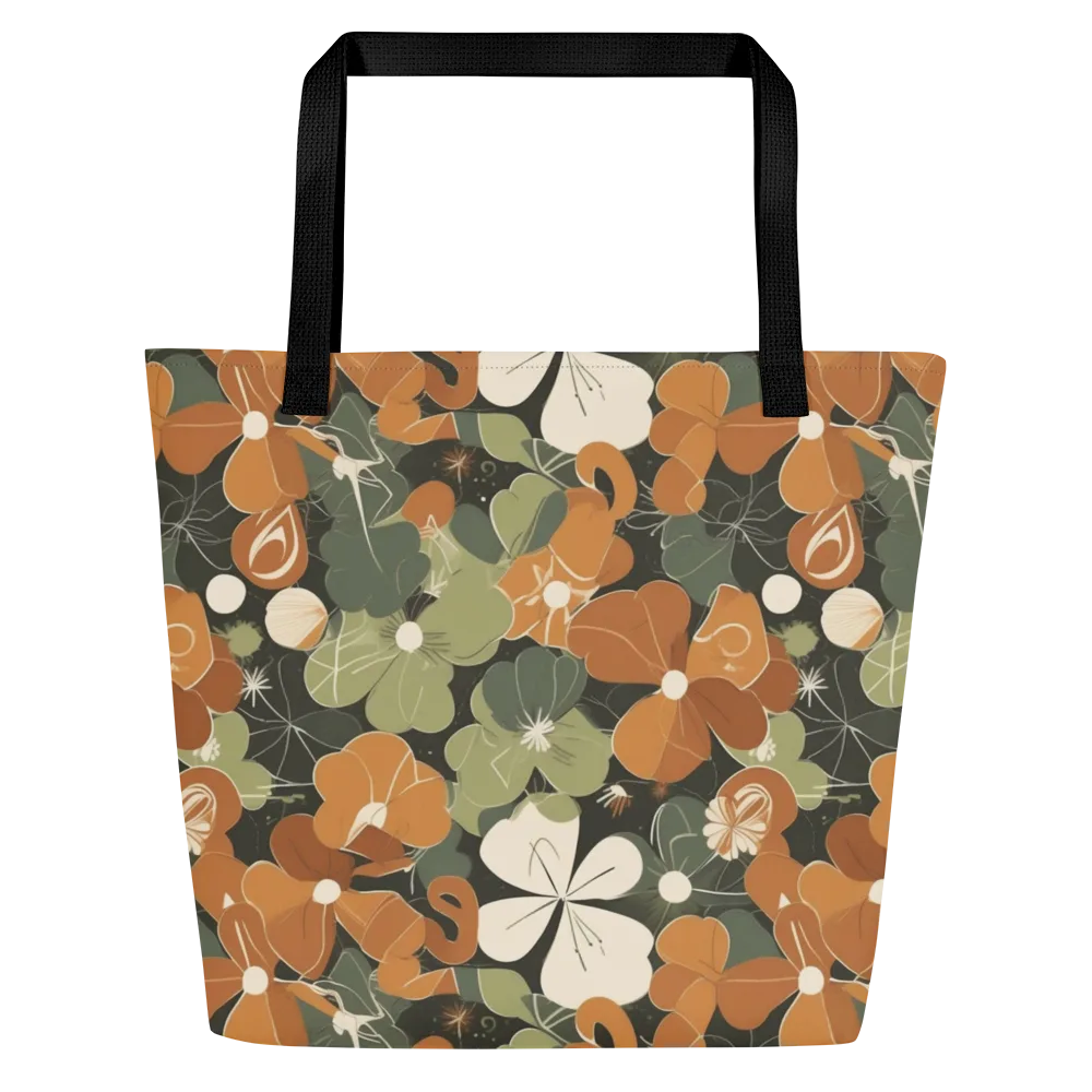 Autumn Bloom Circuit on Large Tote Bag W/ Pocket — Front