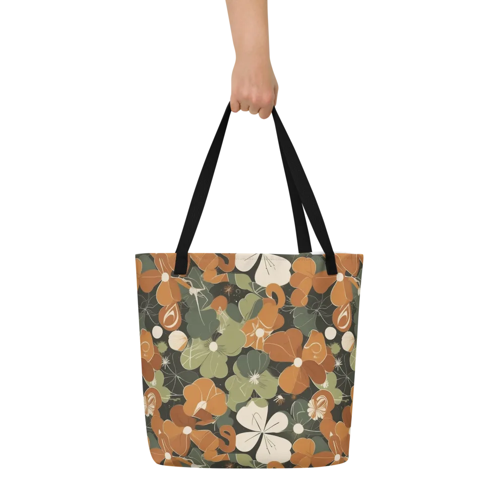 Autumn Bloom Circuit on Large Tote Bag W/ Pocket — Front