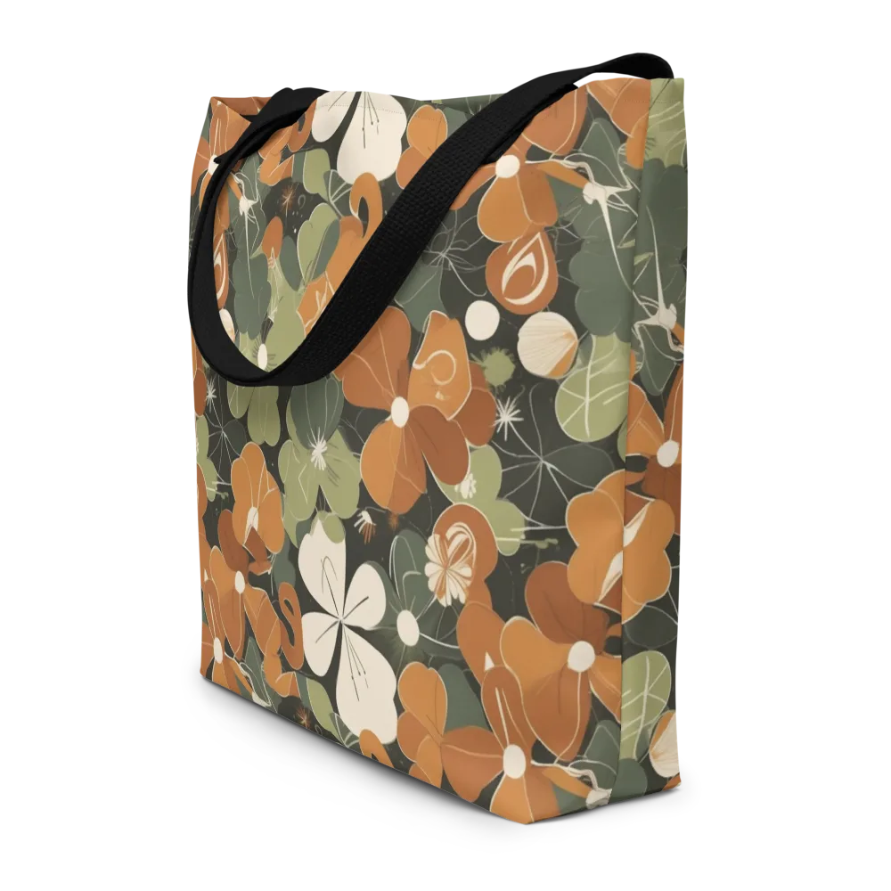 Autumn Bloom Circuit on Large Tote Bag W/ Pocket — Front
