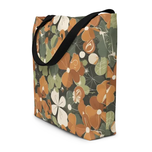 Autumn Bloom Circuit on a Large Tote Bag W/ Pocket