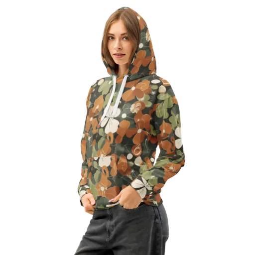 Autumn Bloom Circuit on a Cotton Hoodie