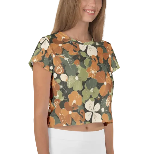 Autumn Bloom Circuit on a Crop Tee