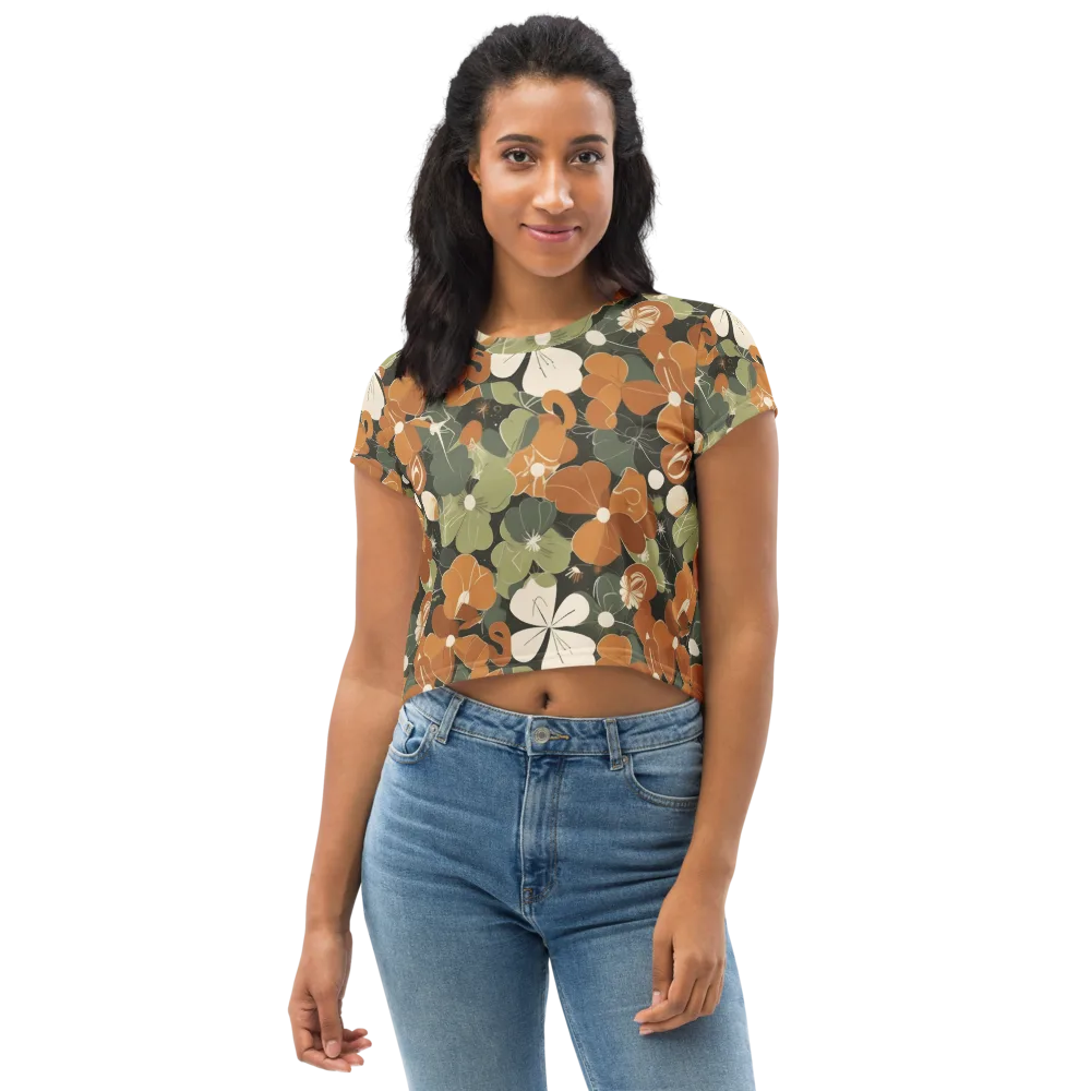 Autumn Bloom Circuit on Crop Tee — Front