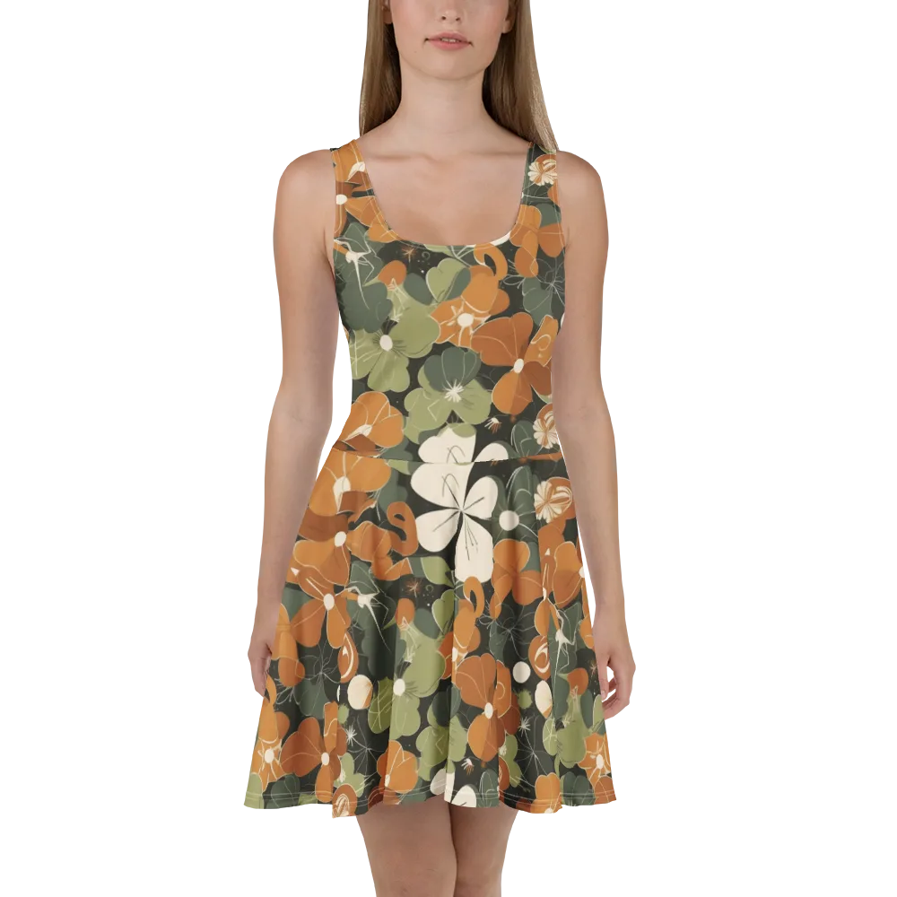 Autumn Bloom Circuit on Skater Dress — Front