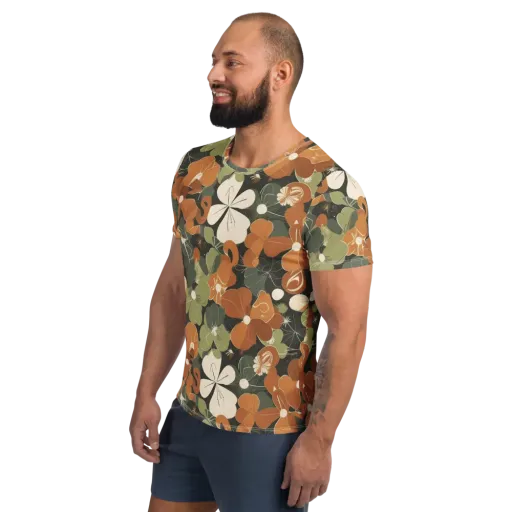 Autumn Bloom Circuit on a Men's Athletic T-Shirt