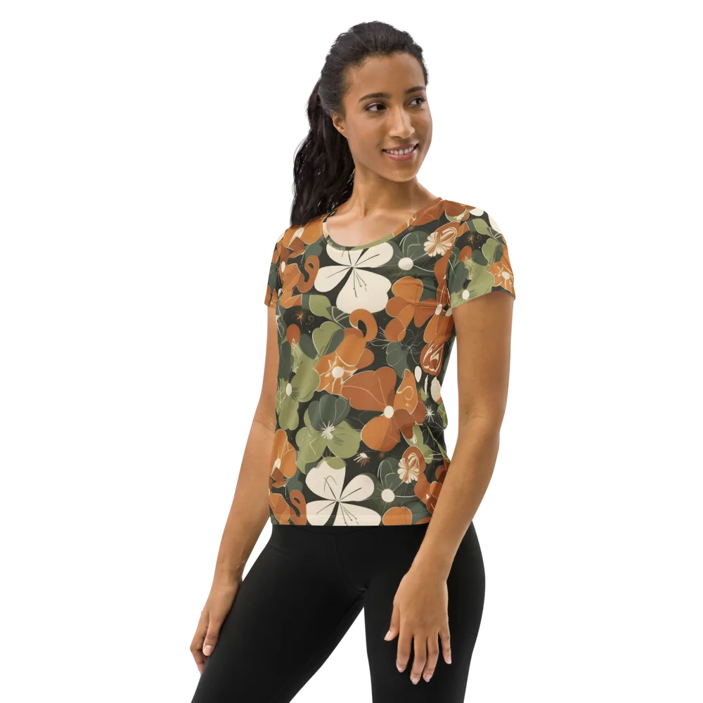 Autumn Bloom Circuit on Women's Athletic T-Shirt — Left