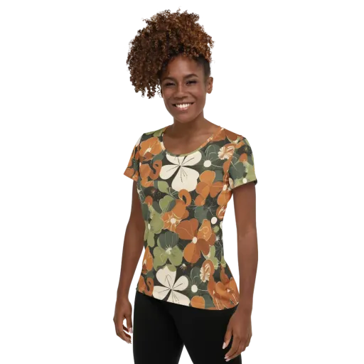 Autumn Bloom Circuit on a Women's Athletic T-Shirt