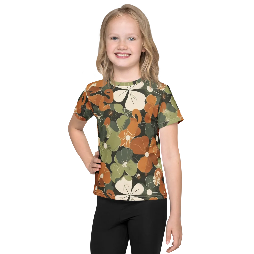Autumn Bloom Circuit on Kids Crew Neck T-Shirt — Front