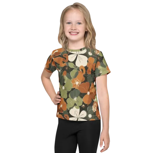Autumn Bloom Circuit on a Kids Crew Neck T-Shirt